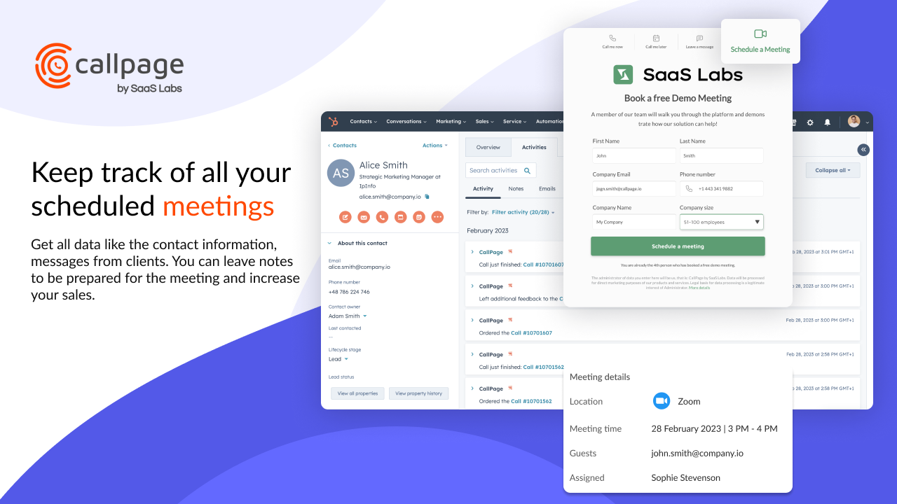 Keep track of all your scheduled meetings.